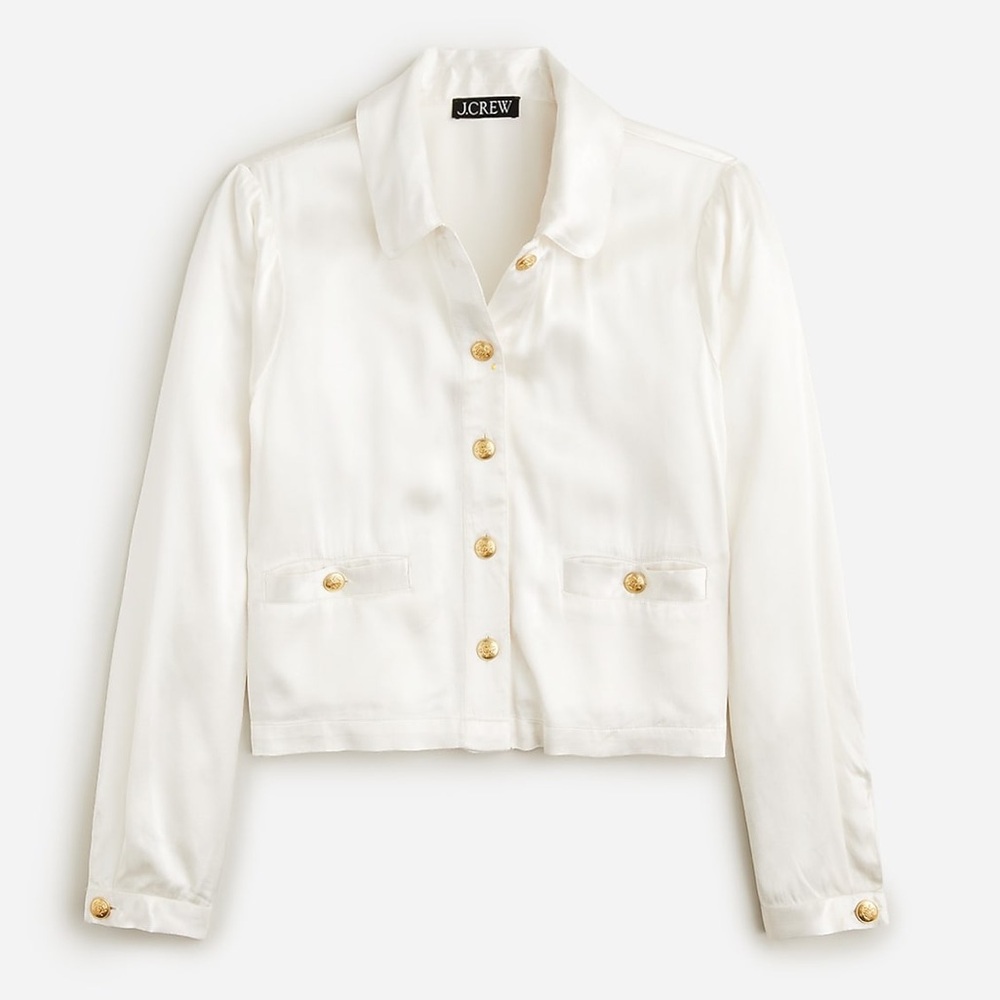 J. Crew Lady Shirt Jacket in Luster Crepe Satin • NWT